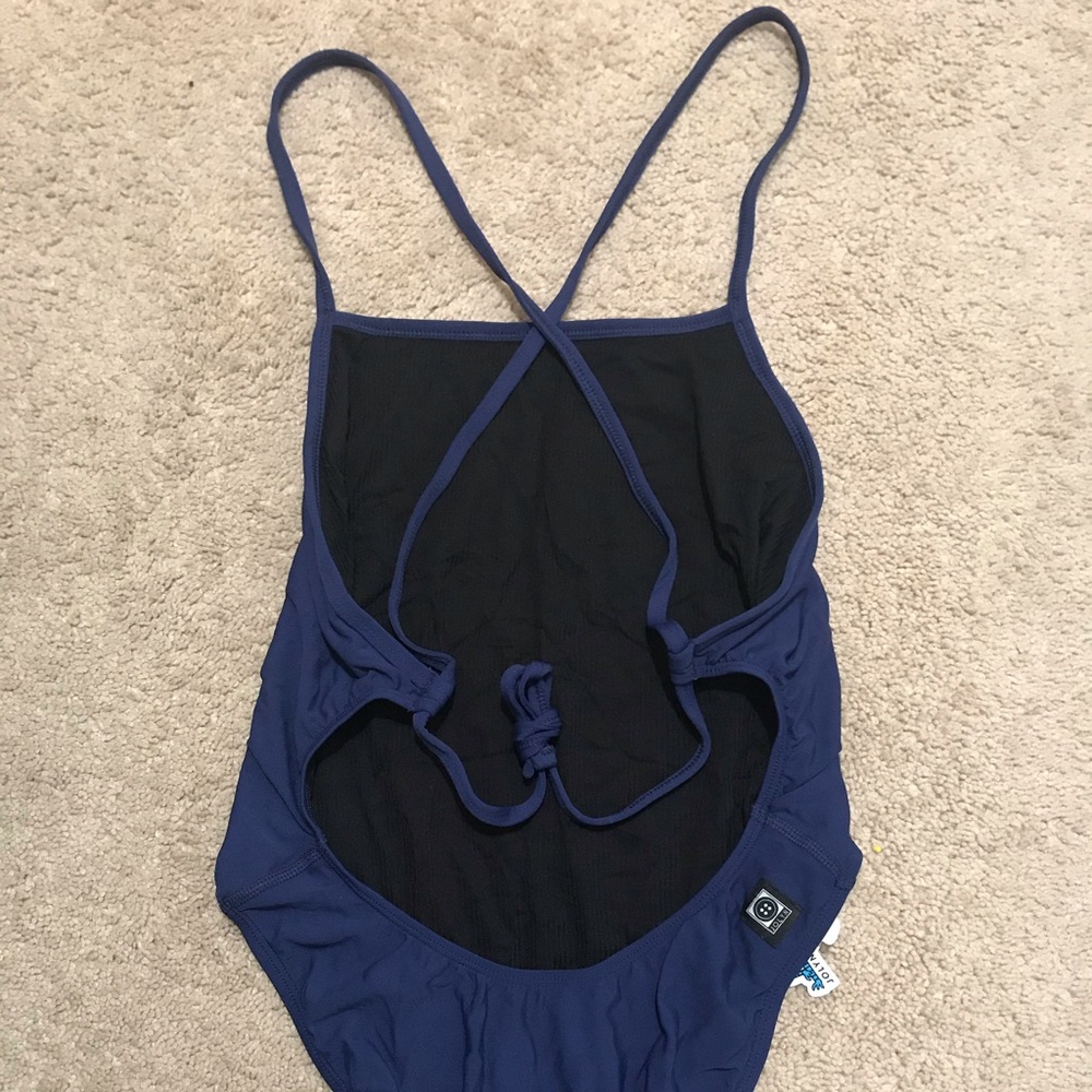 JOLYN NAVY BLUE TIE-BACK SWIMSUIT